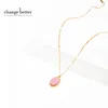 Hänge halsband förändra bättre naturlig rosa sten oval rostfritt stål halsband kvinnor temperament rött trämorn vintage