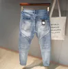 Straatstijl Mode Mannen Jeans Retro Lichtblauw Elastische Slim Fit Ripped Biker Spliced ​​Designer Hip Hop Denim Pants