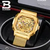 Montres-bracelets Suisse Marque BINGER MIYOTA 8N24 Mouvement Automatique Mécanique Montre Hommes Or Squelette Montres Hommes Reloj Hombre 10008