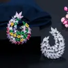 Full multicolor cubic zircon cz trendig elegant stor blomma droppe örhängen för kvinnor mode bröllop prom smycken cz637 210714