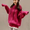 Koreanischer lässiger übergroßer Hoodie Damen Harajuku Pullover Plus Size Hoodies Lose gestrickte Wolle Sweatshirt Kordelzug 11847 210510