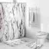 Marmor Druck Badezimmer Vorhang Dusche mit Haken Wasserdichte Vorhänge Set Rutschfeste Teppiche Toilettendeckel Abdeckung Badematte Home Decor 211109