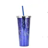 Ny glitter vatten kopp stor kapacitet 24oz rak plast mode tumbler med halm sommar fest vuxna koppar havsfartyg ewe7621