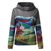 Hoodies das mulheres moletons Moda Moda paisagem montanha impressa pulôver manga comprida moletom outono inverno quente encapuçado tops solto