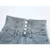 Wysokiej talii przyciski Denim Spodenki Spodnie dla Kobiet Streetwear Koreański Lace Up Blue Jeans Lato Sexy Bar Egligir Odzież 210515