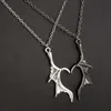 Pendant Necklaces Personality Punk Heart Wing Necklace Lovers Vinatge Bat Couples Set Fashion Jewerly