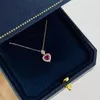 INS Top Sell Sparkling Brand Luxury Jewelry 925 Sterling Silvergold Fill Heart Pendant Ruby CZ Diamond Gemstones Party WEDD201L