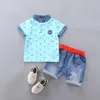 Kledingsets Zomer 04Years Baby Baby Jongens Meisjes Kleding Kroon Patroon Print T-shirt Denim Shorts Kinderen Casual Outfits7412826