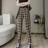 2021 Nowe Kobiety Lato Harajuku Plaid Vintage Spodnie Wysokiej Talia Harem Spodnie Moda Casual Streetwear Spodnie Letnie Spodnie Kobiet Q0801