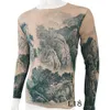 Zabawny z długim rękawem fałszywy tatuaż T koszulki na całym wydruku Mężczyźni Kobiety Sztuka Koszula Elastyczna Slim Fit Modal Cienkie Halloween Odzież 210716