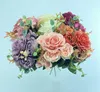 Artificial Flowers Retro Silk Rose Bouquet Hydrangea Peony Vintage Bride Holding Fake Plants Home Wedding Decoration Accessories GC579