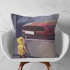 Almofada / Travesseiro decorativo Criança olhando para motocicleta / padrão de carro macio curto cubo de almofada de almofada de almofada de almofada home sofá carro decoração 45x45 c