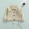 0-7Y Autumn Fashion Kids Girls Boys Denim Jacket 5 Colors Solid Long Sleeve Single Breasted Pocket Coats 211204