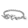 Link Chain Original 925 Sterling Silver Knotted Heart T-Bar Bracelet Fit European Brand Beacelet Jewelry3065