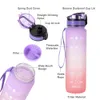 1L Tritan Material Water Bottle with Time Marker BPA Free Frosted Leakproof Portable Reusable Cup For Outdoor Sports Fitness 211013