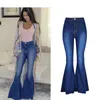 Летняя осень мода высокая талия вспышки джинсов для женщин широкие ноги брюки маму колокольчик джинсовая тощая Femme 210629