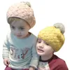 Unisex baby vinter hatt söt stickad pompoms tjejer pojkar beret hatt barn virka varm keps beanie y21111