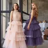 Party Dresses Charming Halter Open Back Ankle-Length Homecoming Dress With Crystal Sashes Sleeveless Tiered Skirt Cocktail Prom Gown