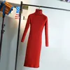 Casual Dresses Knitted Sweater Dress Women 2021 Autumn Winter Warm Long Sleeve Slim Bodycon Turtleneck Cashmere Lady Pullover Jumpers