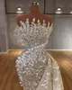 Underbara pärlor sjöjungfru bröllopsklänningar brudklänningar med löstagbart tåg afrikansk nigeriansk axellös spetspärlor applikation vestido de novia