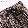 Saias REJINAPYO Feminino Estampado Leopardo Saia Plissada Meia da panturrilha Feminino Cintura Alta Elástico Qualidade Outono Chegada