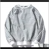 Kläder Apparel Drop Leverans 2021 Trend Men Stripe Sweatshirt Toppar Mens Mode Vilda Bekväma Hoodies O-Neck Sweatshirts Långärmad C