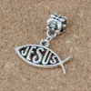 100 pçs / lote Antiqued Silver Jesus Peixe encantos Dangles Beads para Jóias Fazendo Pulseira Conchas de Colar 23x 25mm A-213A