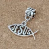 100 stks / partij Antiqued Silver Jezus Vis Charms Bungels Kralen Voor Sieraden Maken Armband Ketting Bevindingen 23x 25mm A-213A