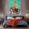 Сексуальная девушка на мотоцикле Огромная живопись маслом на холсте декор Home Rapcarafts / HD Print Wall Art Picture Chatization приемлема 21051112