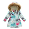 OLOME Mode Filles Puffer Veste D'hiver Enfants Manteau De Fourrure Capuche Enfant Vêtements À Capuche Toddler Floral Infant Outwear 211222