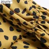 Zevity Women Sexy Deep V Neck Leopard Print Bow Tied Smock Blouse Female Puff Sleeve Kimono Shirts Chic Blusas Tops LS7652 210603