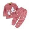 Ensembles de vêtements 100% coton 6M-4T bébé filles pyjama tenue à manches longues fille ensemble pour enfants vêtements de nuit rose enfant en bas âge automne vêtements 2021