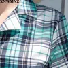 Women's Slimmed-down Short-sleeved Plaid Shirt Womens Blouse Sexy Party Shirts Tops Clothing Blusas Mujer De Moda ZA 210510