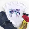 Women Flower Floral Cute Casual Print Short Sleeve Ladies Summer T Tee Female Top Shirt Clothes Tshirt Womens Graphic T-shirt X0527