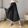 Lente zomer stijl Koreaanse vrouwen geplooid chiffon broek plus size hoge taille broek Hakama casual wijd been pantalonen 211101