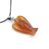 Healing Reiki Natural Stone Crystal Necklace for Women Men Lovely Angel Figurine Tiger Eye Opal Pink Crystal Pendant Pendulum