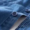 Men's Casual Shirts Men's Men Office Style Denim Shirt Cotton Solid Long Sleeve Tops Man High Quality Blue Jeans Chemise Homme