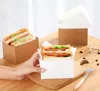 Kraftpapper Smörgåsar Wrapping Box Tjockt ägg Toast Bröd Frukost Förpackning Box Burger Teatime Papper Bricka