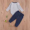 0-18m herfst lente baby geboren babyjongen kleding set gebreide lange mouw romperbroek outfit peuter kleding 210515