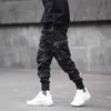 Prowow hommes rubans Streetwear Cargo pantalon automne Hip Hop Joggers pantalon salopette noir mode Baggy poches pantalon 210930