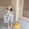 Flickor Jumpsuit Sommar Kortärmad Polka Dot Tryckta lösa byxor Koreanska Toddler Kids Palysuit 210611