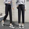 Vår sommar korea mode kvinnor byxor hög midja casual rak kvinnlig solid lös ankellängd plus storlek S145 210512