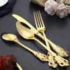 Retro style flatware set stainless steel cutlery knife fork spoon 5-piece dinnerware set for wedding tableware set DH2012