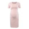 Pack of 3pcs Women's Side Ruched Maternity Dresses Casual Sheath Short Sleeve Wrap Pregnant Dress Pregnancy Clothes Plus Size 210922