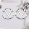 Couches de mode Or Argent Boucles d'oreilles Lettres Dangle Drop Hoop Boucle d'oreille Goujons d'oreille pour femmes filles fête de mariage Jewelr designer stud 239S