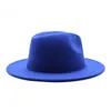 Широкие шляпы Breim Hats Женщины Шерсть Федора Панама Шляпа Мужчины Blue Jazz Trilby Cap Party Формальная Верх в розовом Оптом Мода