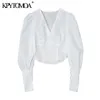 Damesmode met knoppen bijgesneden fitted blouses lange mouwen zijde rits vrouwelijke shirts Blusas chique tops 210420