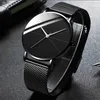 Wristwatches Fashion Men Watches Stainless Steel Mesh Band Watch Man Luxury Quartz WristWatch Gold Bracelet Business Casual Simple2058