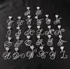 Iced Out A-Z Cursive Writing Letters Pendant Necklace Love Heart Hoop Charm with 24inch Rope Necklaces Zirconia Hiphop Jewelry