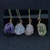 Crystal Wire Natural stone necklace stainless steel chain Irregular Quartz Agate Gemstone pendant women necklaces fashion jewelry will and sandy gift